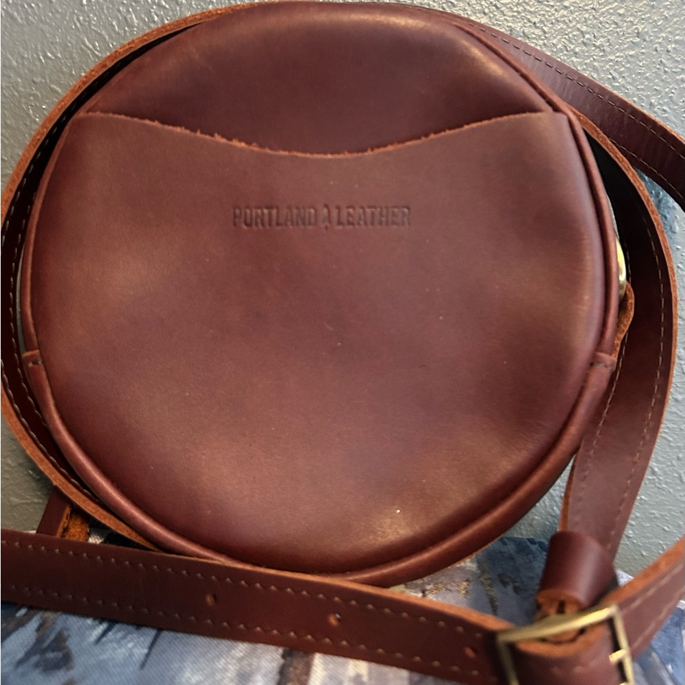Portland Leather Small Circle Crossbody in Cognac - Picture 3 of 6